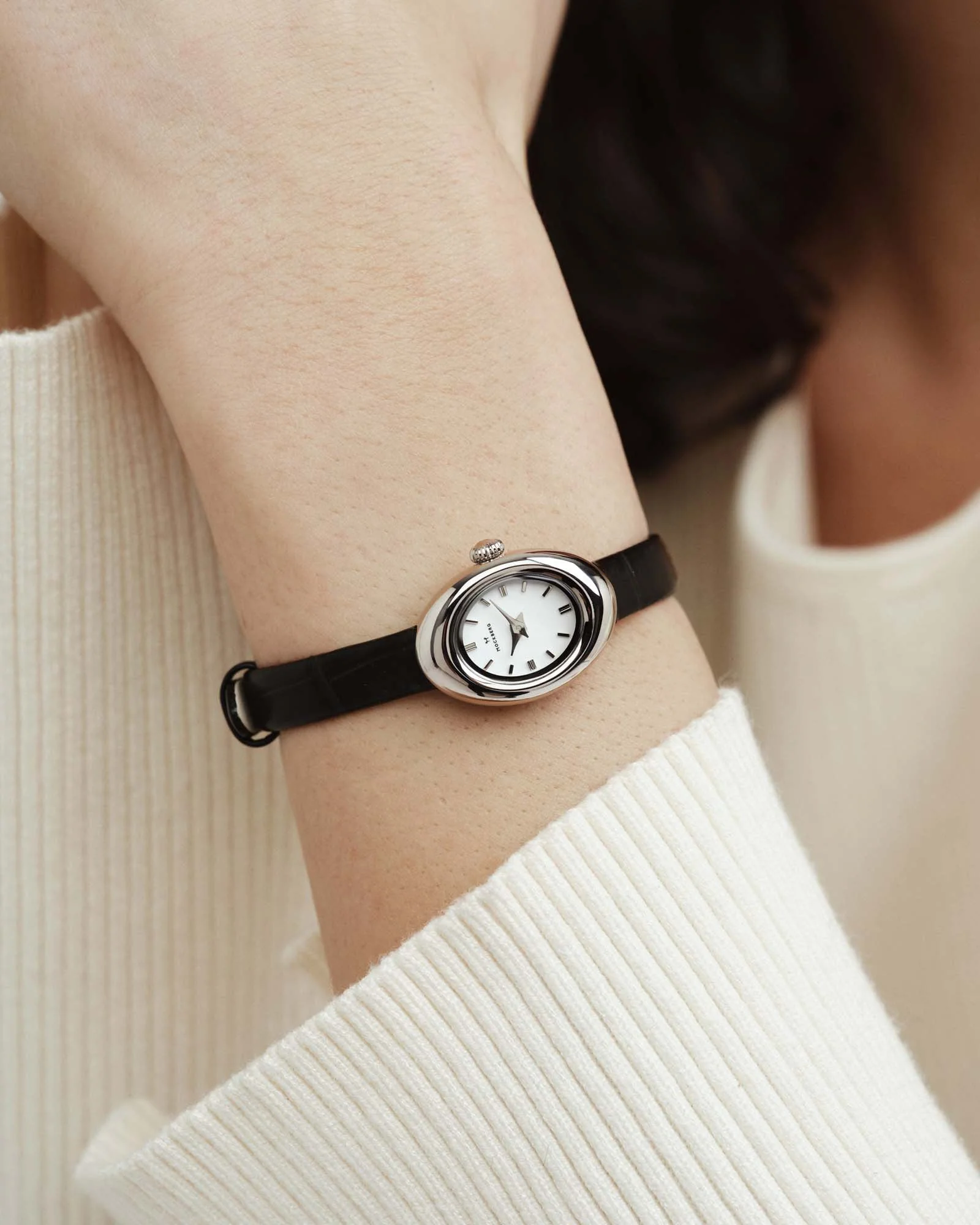 Belle Oval Petite Leather  Watch - Image 3