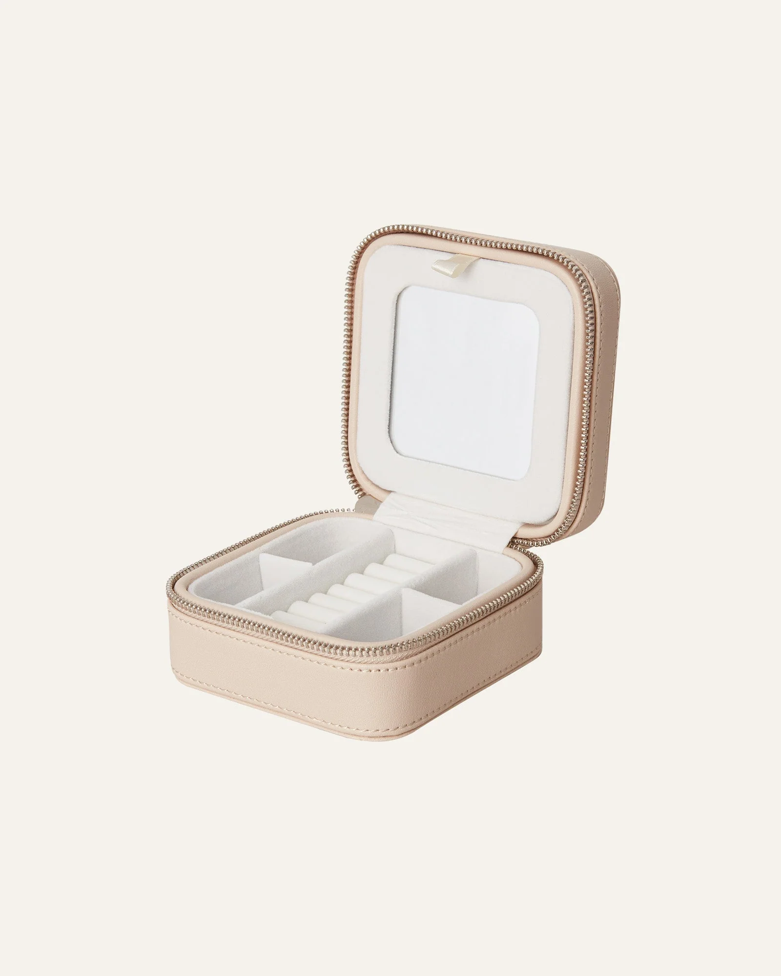 Gratis smykkeveske liten beige