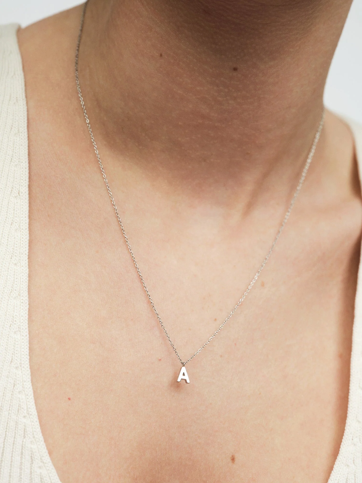 Petite Plain Letter Necklace - Image 3
