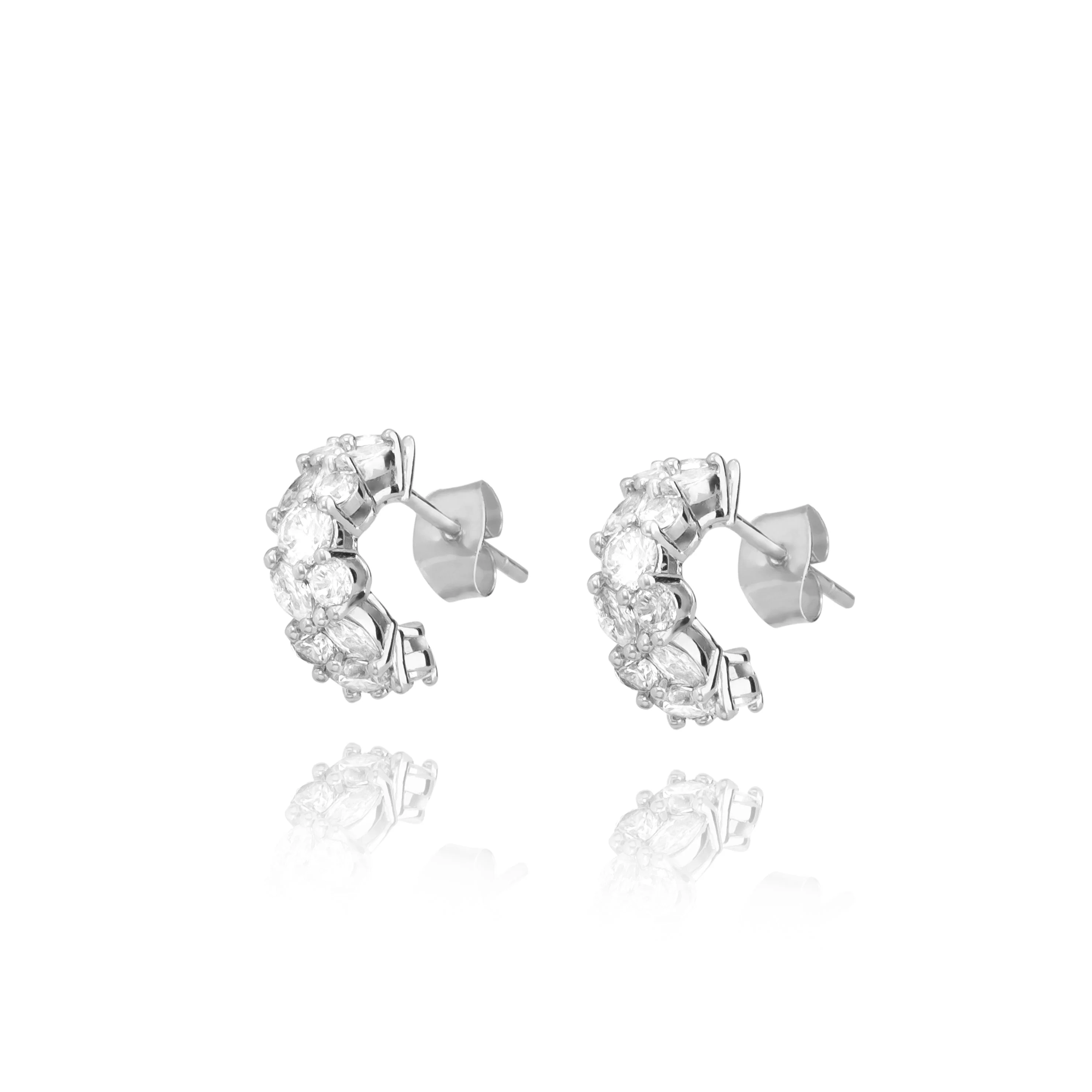 Queen Earrings Silver Small - Image 8